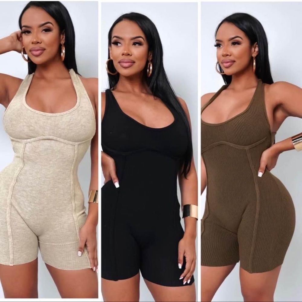 Cream backless romper